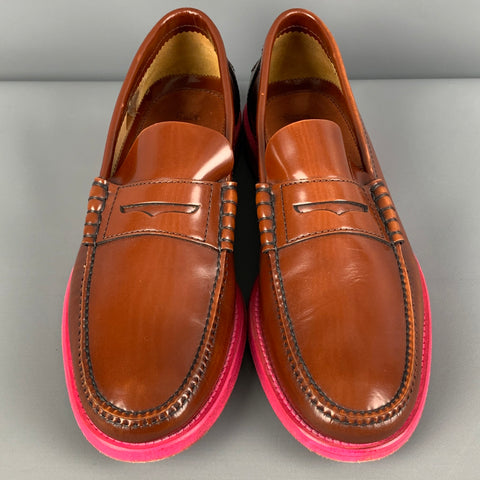 PAUL SMITH Size 7.5 Tan Pink Leather Penny Loafers