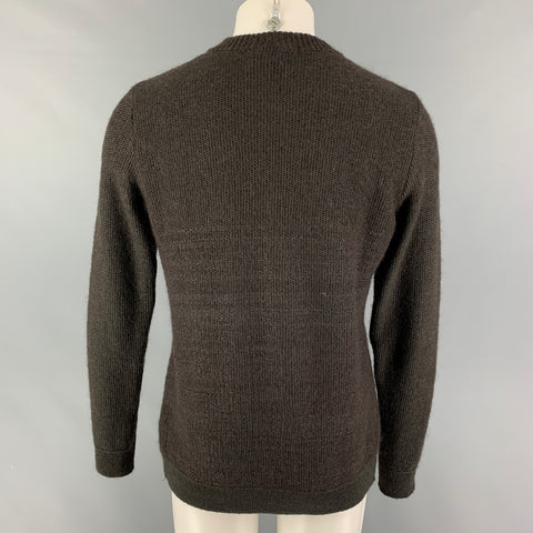 STEPHAN SCHNEIDER Size L Brown Grey Textured Wool Blend V-Neck Sweater