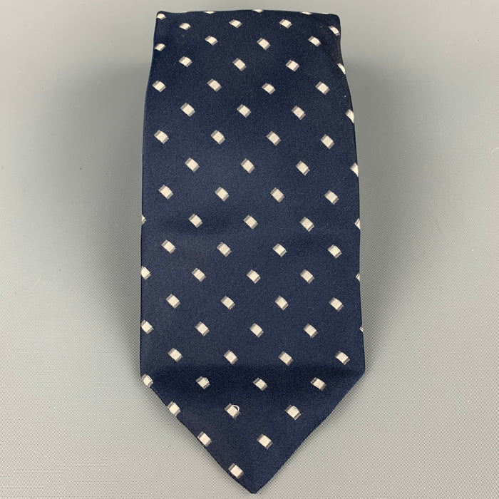 ERMENEGILDO ZEGNA Navy Squares Silk Tie