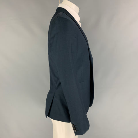 PAUL SMITH Kensington Fit Size 40 Regular Teal Black Grid Wool Notch Lapel Sport Coat