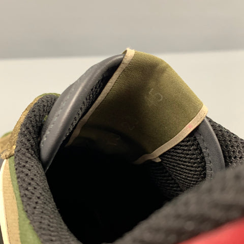 VALENTINO Size 12 Olive Multi-Color Camo Leather Rockrunner Sneakers