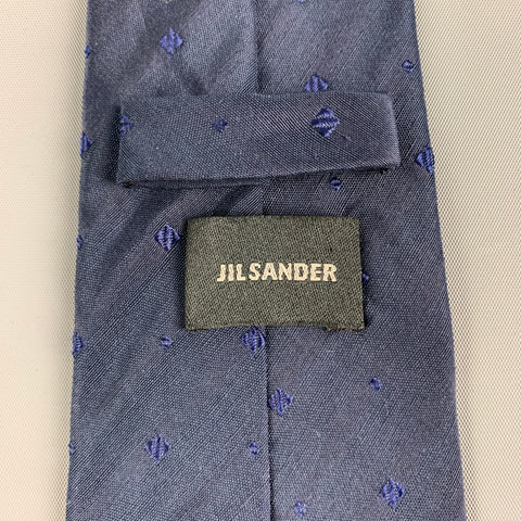 JIL SANDER Navy Textured Silk Flax Tie