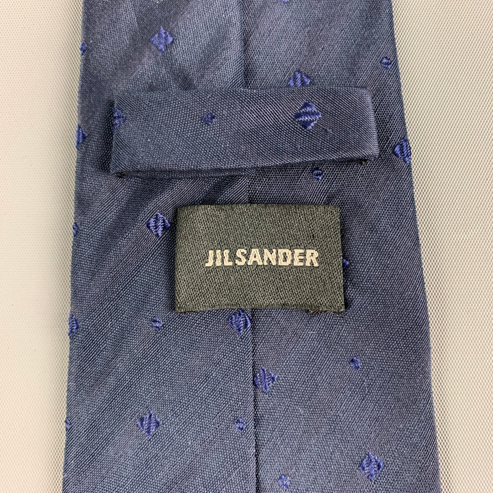 JIL SANDER Navy Textured Silk Flax Tie