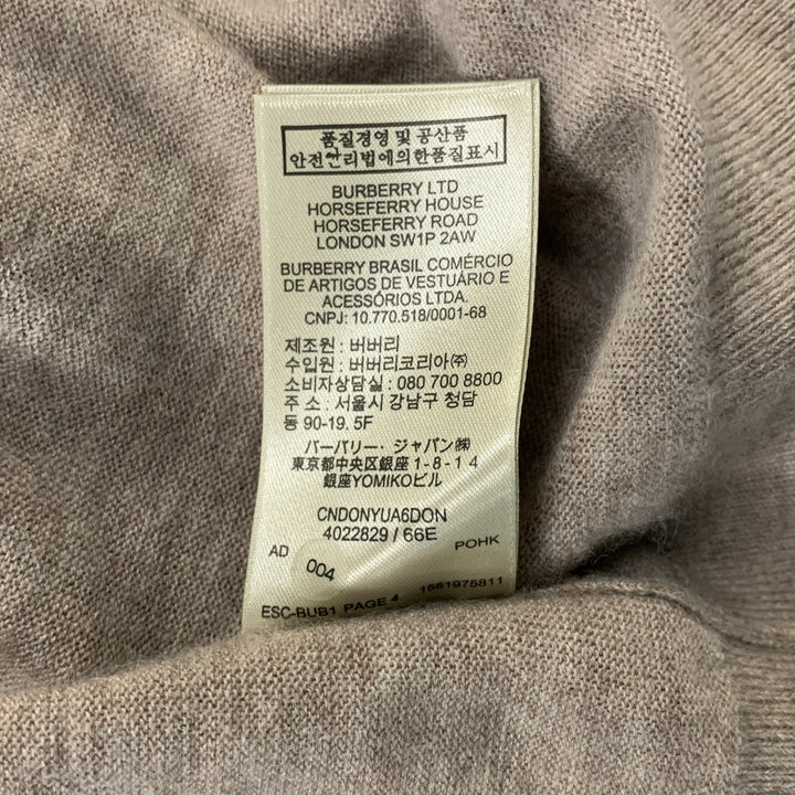 BURBERRY LONDON Taille XXL Pull à col rond en cachemire chiné taupe
