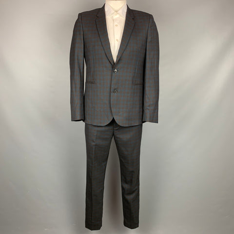 PAUL SMITH Size 42 Blue & Brown Checkered Wool Notch Lapel Suit