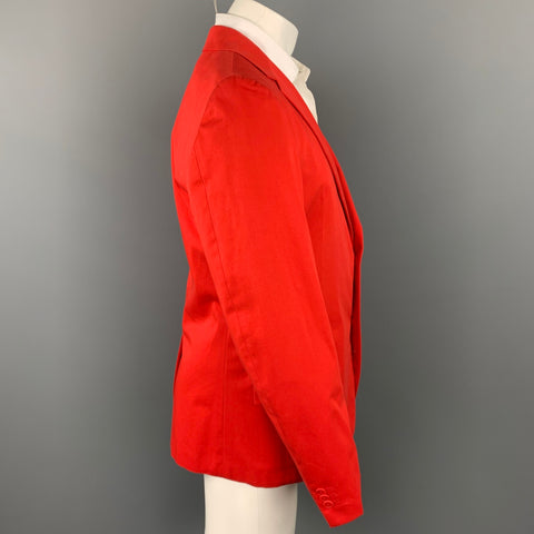 BOTTEGA VENETA Size 42 Red Cotton Notch Lapel Sport Coat