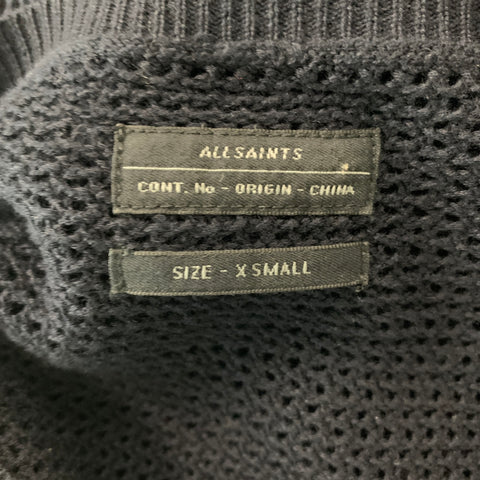 ALLSAINTS Size XS Black Mesh Cotton Crew-Neck T-shirt