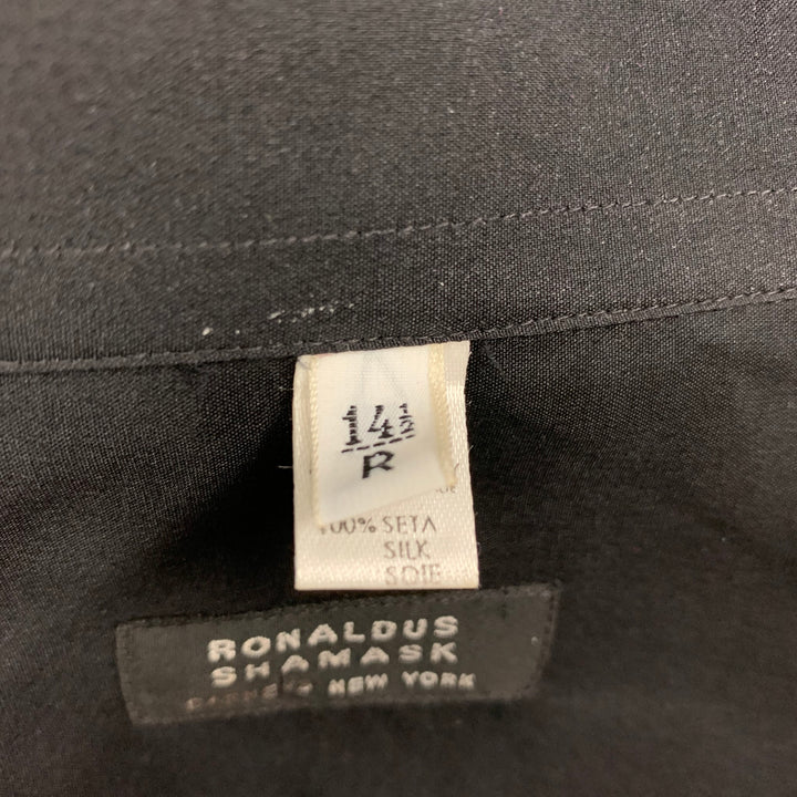 RONALDUS SHAMASK Talla L Camiseta con botones de seda negra