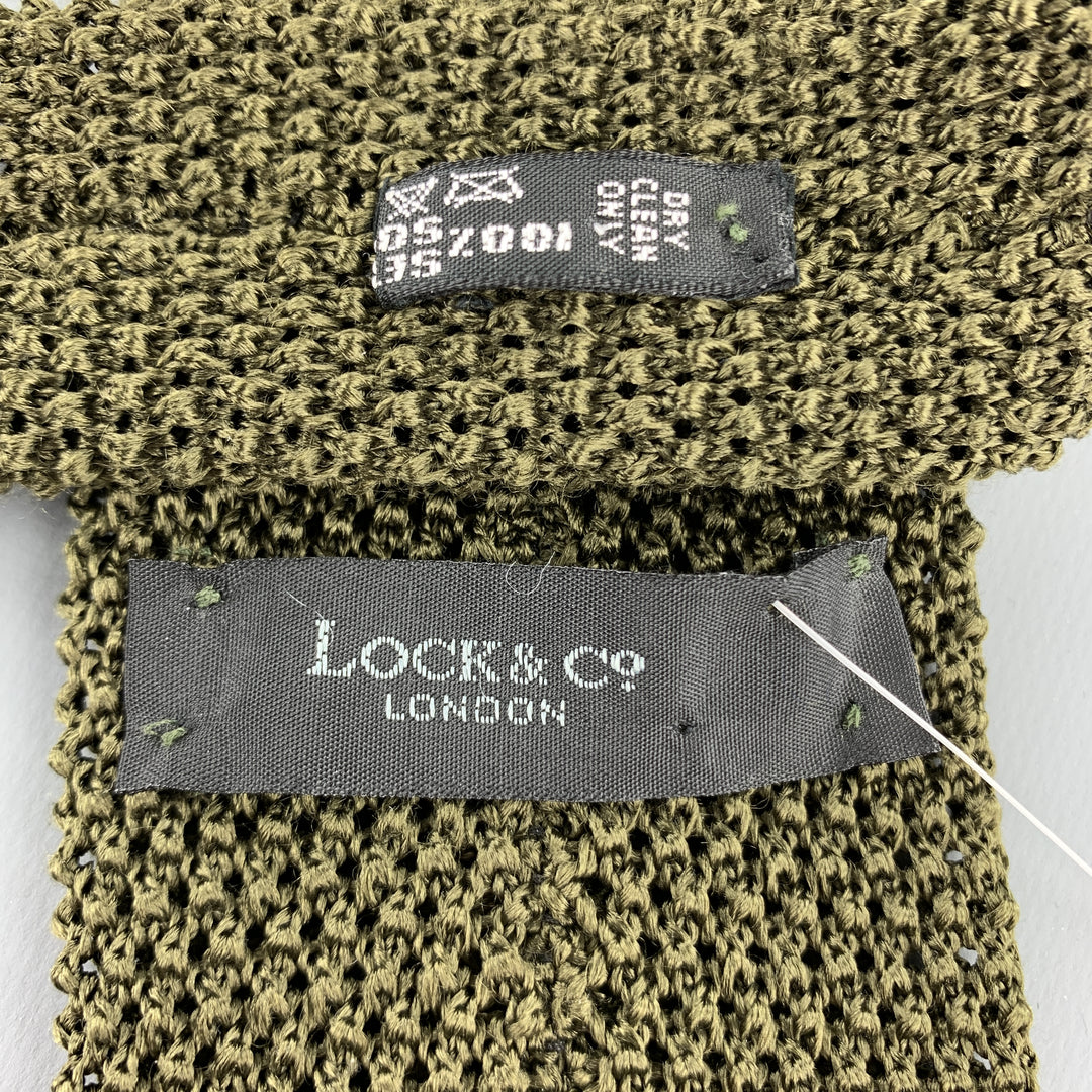 LOCK & CO LONDON Olive Silk Textured Knit Tie