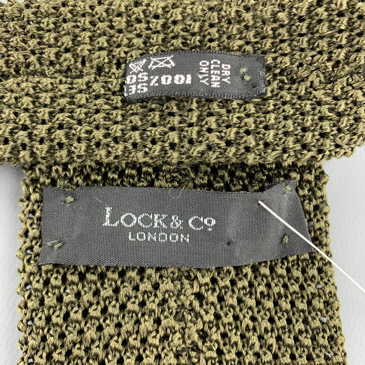 LOCK & CO LONDON Olive Silk Textured Knit Tie