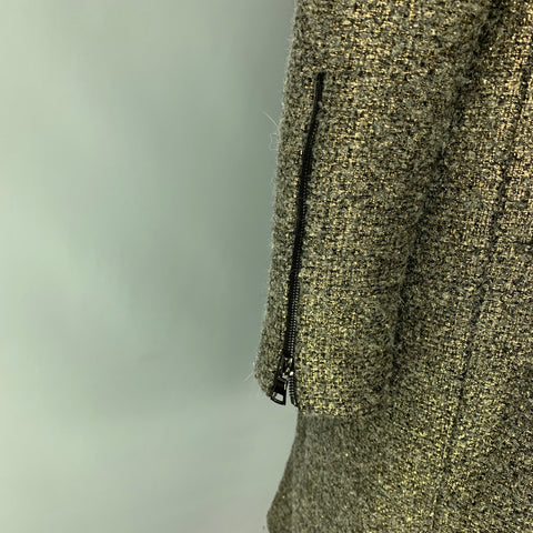 MONIQUE LHUILLIER Size 10 Grey & Gold Acrylic Blend Tweed Coat