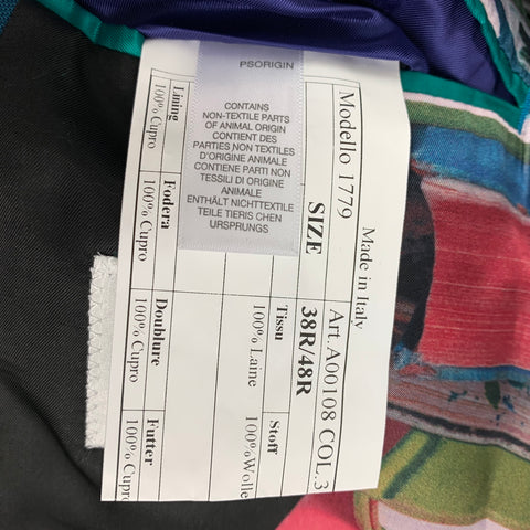 PAUL SMITH Soho Fit Size 38 Teal Peak Lapel Regular Wool Sport Coat