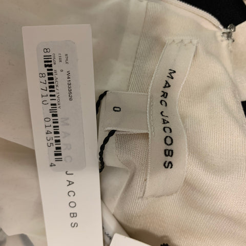 MARC JACOBS Size 0 Cream Black Silk Stripe Column Dress