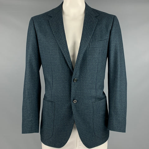 SARTORIO Taille 44 Long Manteau de Sport à Revers Encoche en Laine à Rayures Marine Vertes
