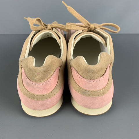 HOGAN OLYMPIA Talla 8 Zapatillas bajas de ante rosa y beige