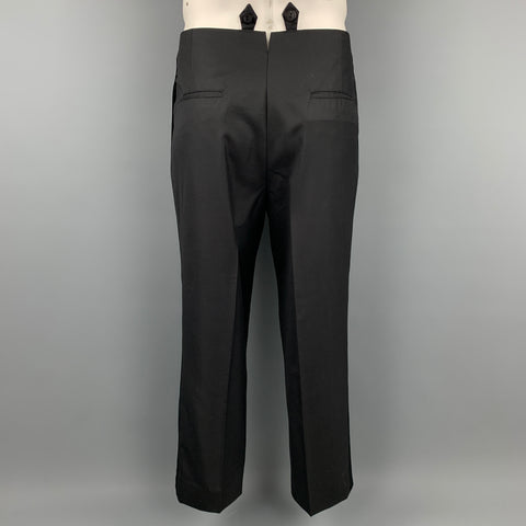 OXXFORD CLOTHES 42 Regular Black Wool Peak Lapel Tuxedo Suit