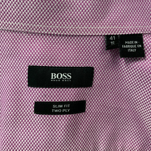 BOSS by HUGO BOSS Size L Pink & White  Button Down Long Sleeve Shirt