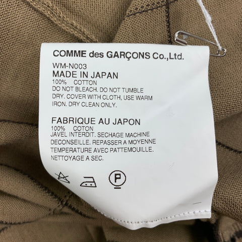 JUNYA WATANABE Size M Khaki Brown Window Pane Cotton V-Neck Cardigan