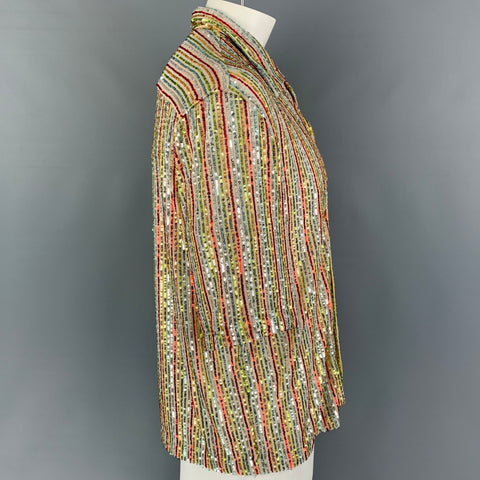 PALM ANGELS Size XL Multi-Color Sequined Camp Short Sleeve Shirt