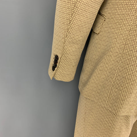 PRADA Size 42 Green Brown Pattern Nylon Blend Notch Lapel Suit