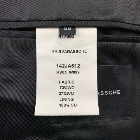 KRIS VAN ASSCHE Size 40 Black Patches Wool Notch Lapel Sport Coat