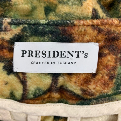 PRESIDENT's Size 30 Tan Olive Print Cotton Zip Fly Dress Pants