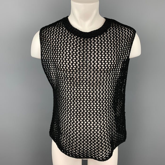 DRIES VAN NOTEN Size S Black Knitted Cotton Crew-Neck Vest
