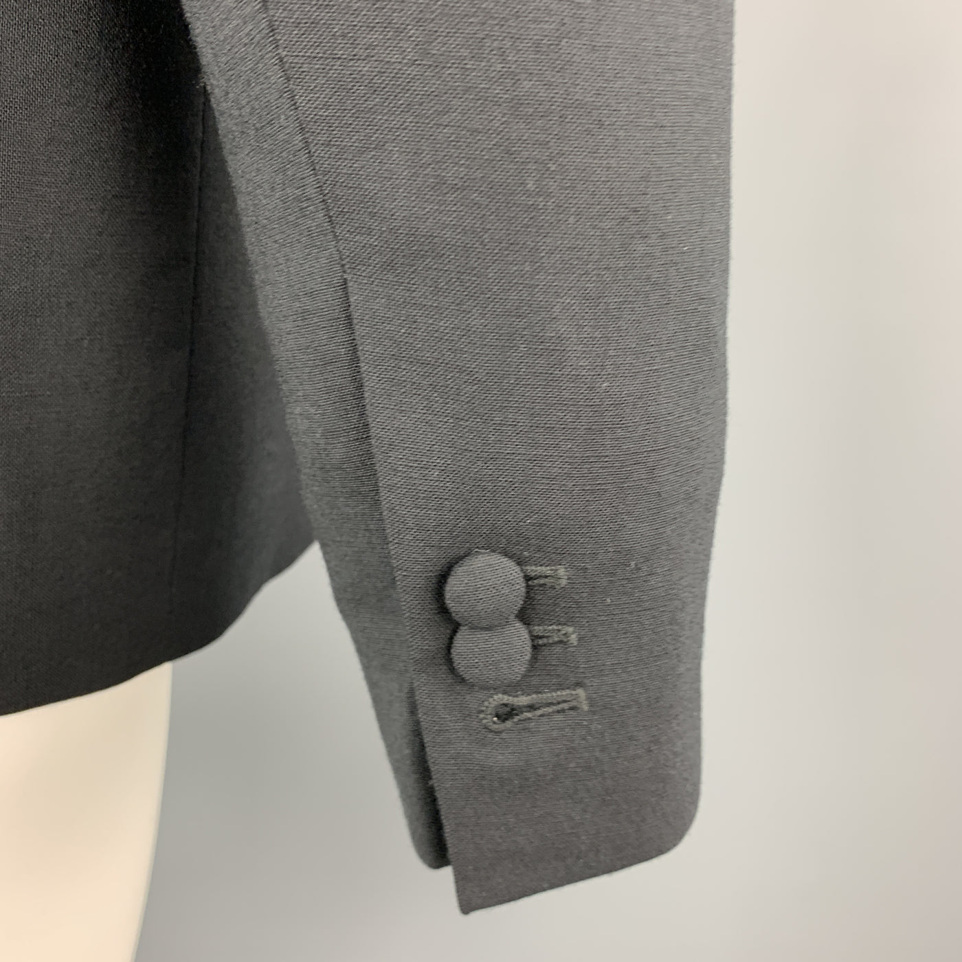 MARIO MATTEO Size 38 Black Wool Peak Lapel Sport Button Cuff Coat