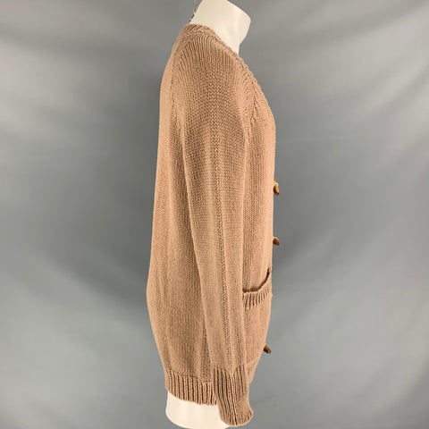 BURBERRY PRORSUM Printemps 2015 Taille M Tan Tricoté Cachemire Mélange Patch Pocket Cardigan Pull