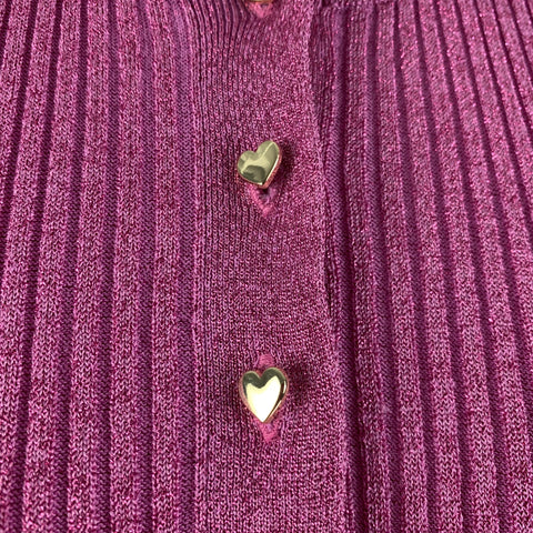 LOVE SHACK FANCY Size M Pink Viscose Blend Shiny Cardigan