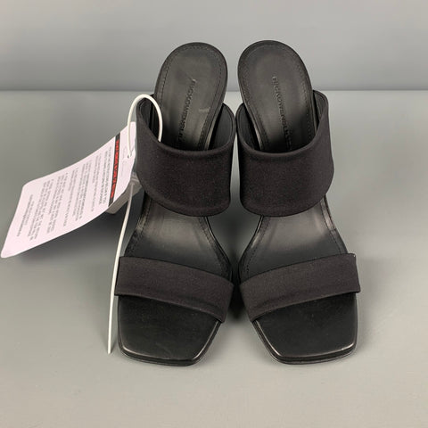 RICK OWENS Size 7 Black Nylon Curved Wedge Sandals