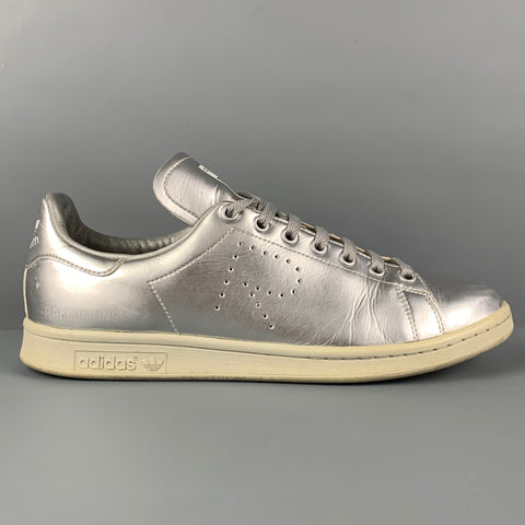 RAF SIMONS x ADIDAS Size 10 Silver Leather Sneakers