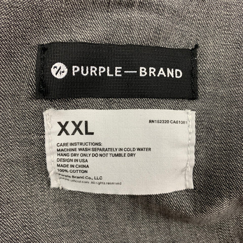 PURPLE BRAND Size XXL Grey Distressed Cotton Western Long Sleeve Shirt