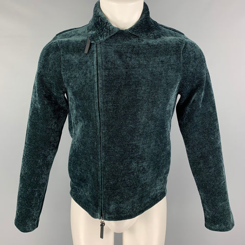 EMPORIO ARMANI Size 34 Forest Green Velvet Biker Jacket