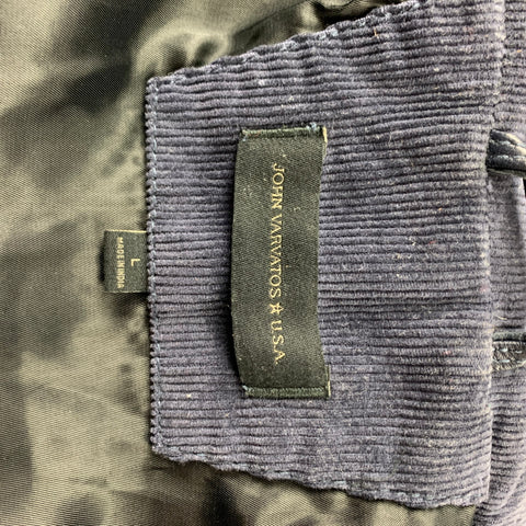 JOHN VARVATOS * U.S.A. Size L Navy Leather Zip Up Jacket