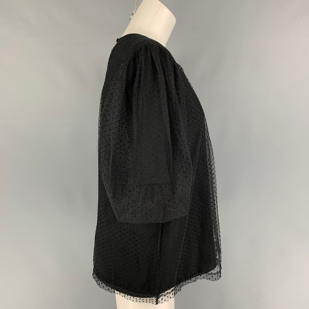 MARC JACOBS Size 4 Black Cotton Dots Layered Dress Top