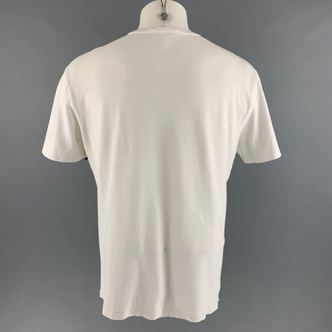 PRADA Size M White Pique Cotton / Elastane Short Sleeve T-shirt