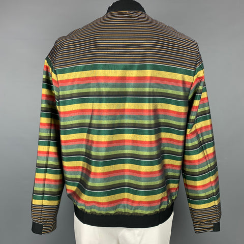 SCOTCH AND SODA Size XL Multi-Color Stripe Cotton / Polyester Bomber Jacket