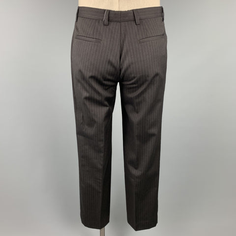 CoSTUME NATIONAL 38 Regular Black Stripe Wool Peak Lapel Suit