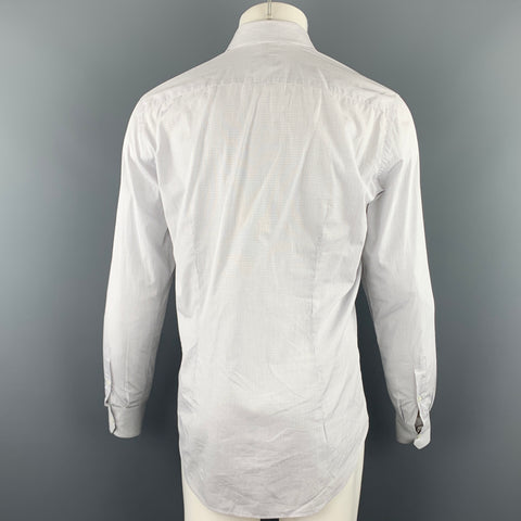 LANVIN Size M Grey Window Pane Cotton Button Up Long Sleeve Shirt