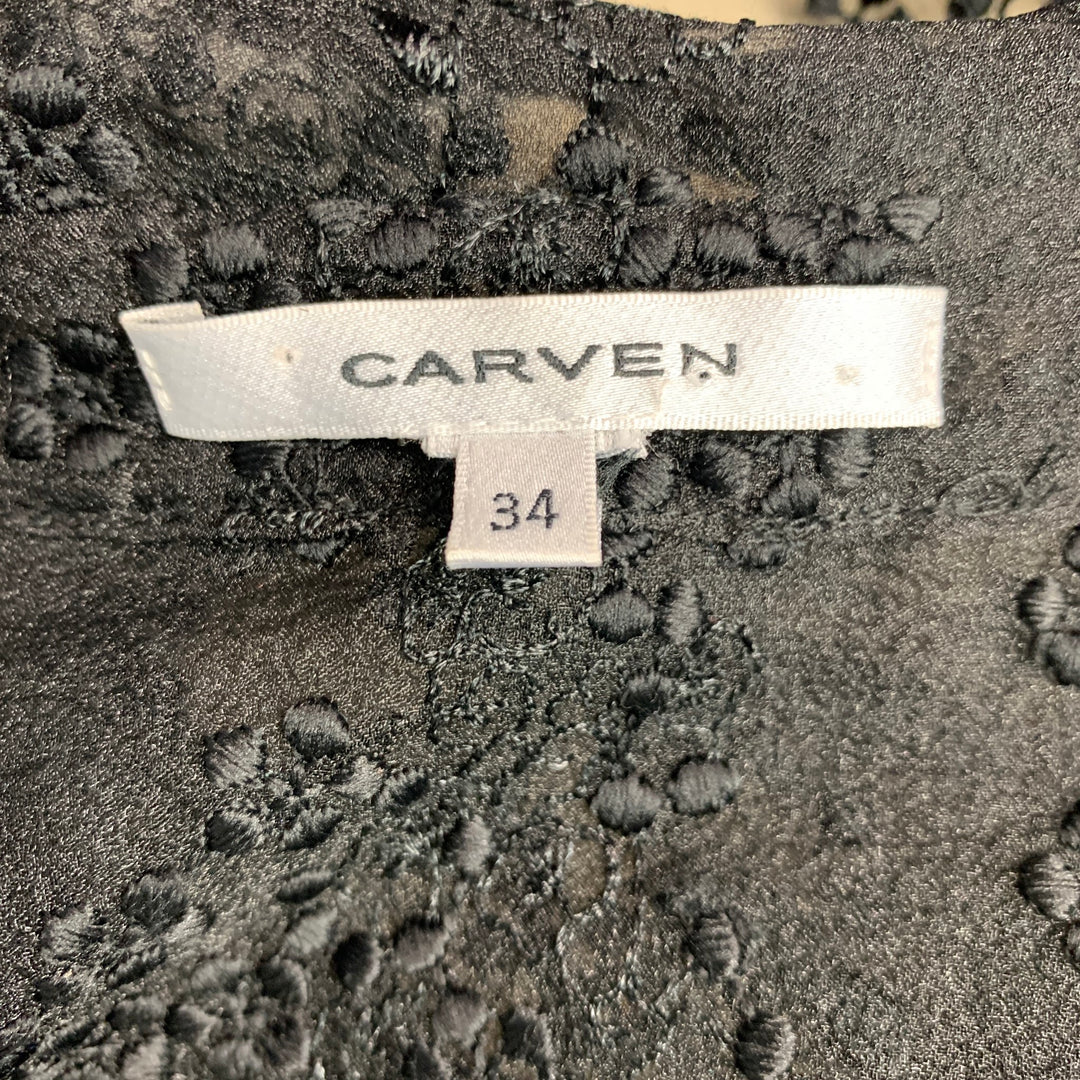 CARVEN Size 2  Black Lace Button Up Shirt