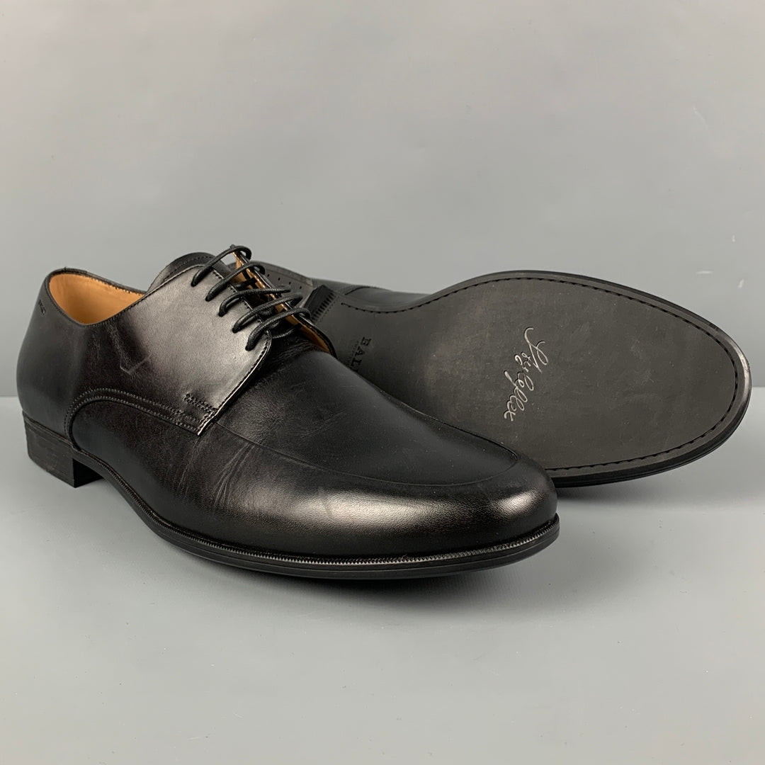 BALLY Size 12 Black Leather Lace Up Haldo Shoes