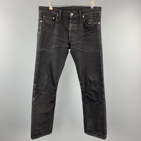 3SIXTEEN Size 32 Black Washed Distressed Raw Selvege Jeans