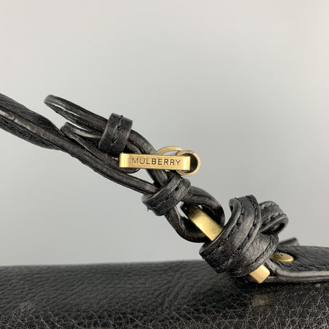 MULBERRY Solid Black Leather Briefcase Bag
