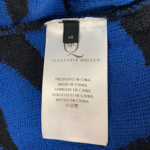 MCQ by ALEXANDER MCQUEEN Size XS Black Royal Blue Knitted Wool Blend Pullover