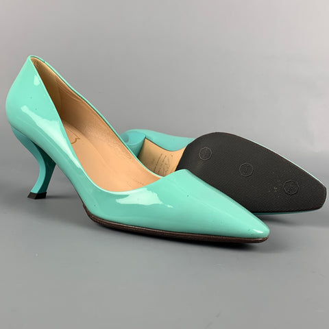 ROGER VIVIER Size 6 Mint Patent Leather Curved Heel Pumps