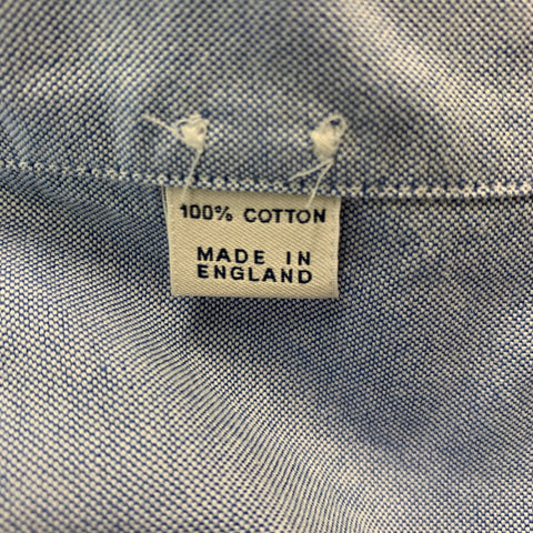 DRAKE'S Size M Blue Solid Cotton Button Down Long Sleeve Shirt