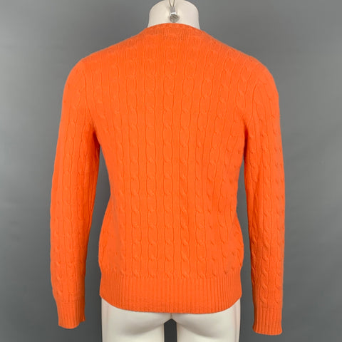 POLO by RALPH LAUREN Size M Orange Cable Knit Cashmere Crew-Neck Sweater