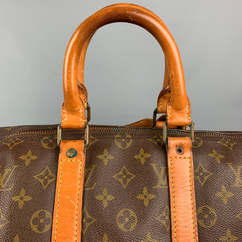 Vintage LOUIS VUITTON Keepall 45 Brown & Beige Monogram Coated Canvas Leather Bag