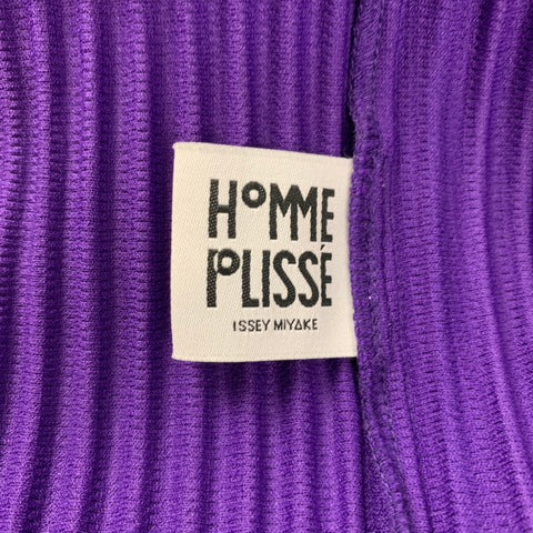 ISSEY MIYAKE HOMME PLISSE Size L Purple Ribbed Pullover